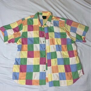 Colorful checkered button down.